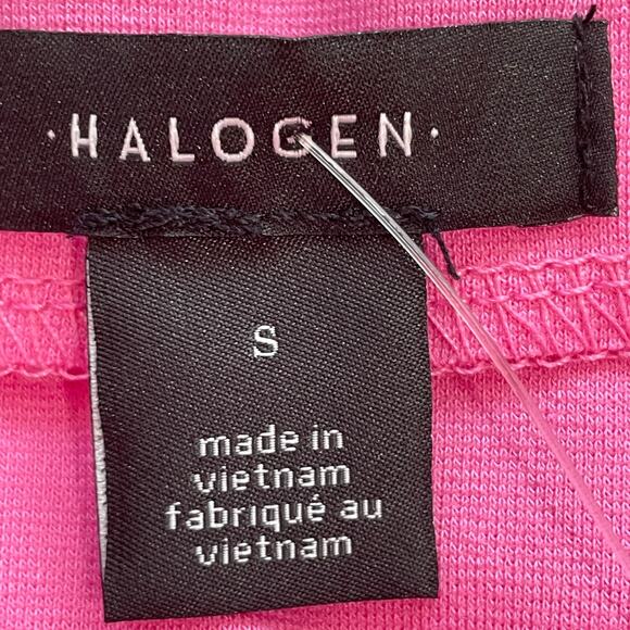 Halogen Pink Knit Pullover 3/4 Ruched Sleeve V-Neck Barbie Top S  NWT - Picture 8 of 12